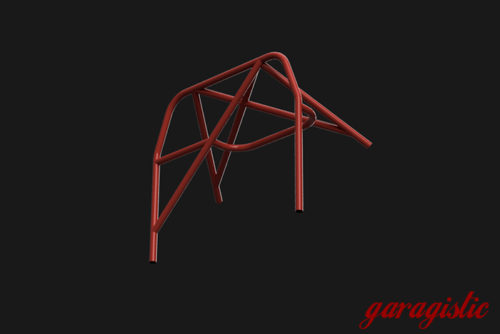 E30 Bolt-in Roll Bar - Coupe & Sedan-Roll bars-Garagistic-Red-Bent Harness Bar (Taller Drivers)-Double Diagonal (X) - With Straight Rear Legs-Garagistic