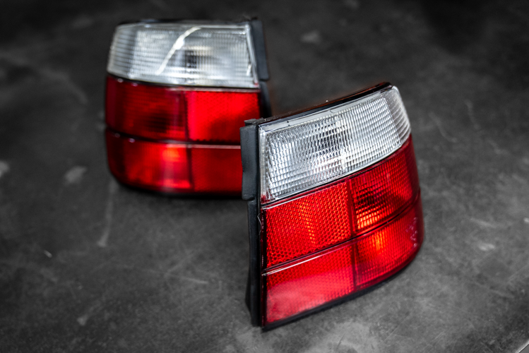 BMW E34 DEPO Red/Clear Tail Lights - 63211389011, 63211389012-Tail Lights-Depo-Garagistic