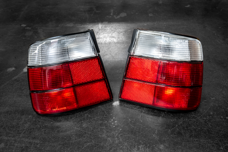 BMW E34 DEPO Red/Clear Tail Lights - 63211389011, 63211389012-Tail Lights-Depo-Garagistic