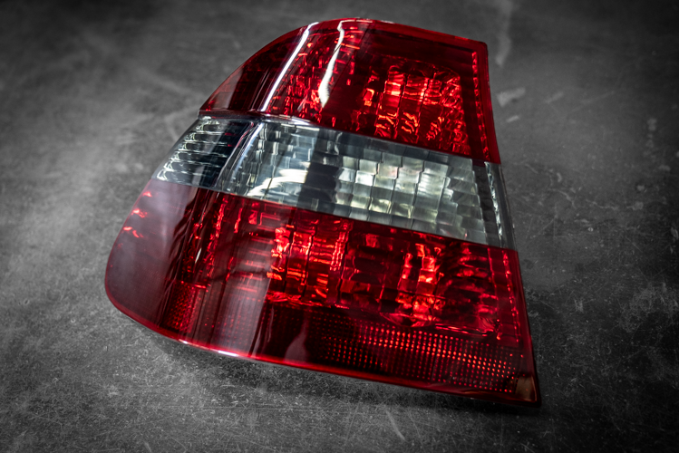 BMW E46 Sedan DEPO Smoked Red/Clear Tail Lights - 63216946533, 63216946534, 63216907945, 63216907946-Tail Lights-Depo-Garagistic