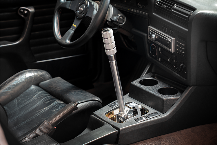 E30 "PRO" Self Centering Chassis Short Shifter-Solid mount shifter-Garagistic-Bare-Tall-Aluminum Knurled-Garagistic