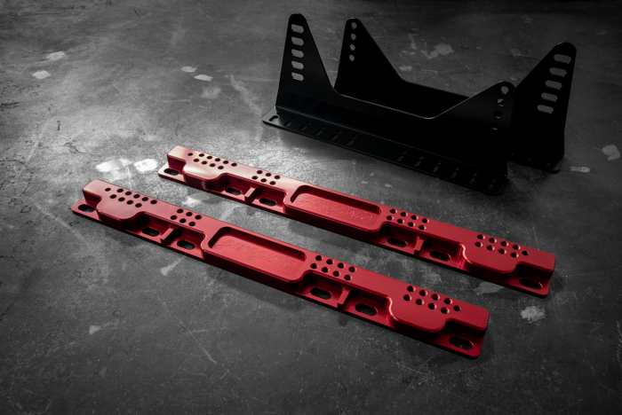 E30 Racing Seat Floor Mount Adapters V2 - 318i, 325, M3-Seat mounts-Garagistic-Anodized Red-Add Side Brackets-Garagistic