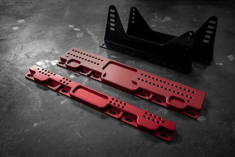 E36/E46 Racing Seat Floor Mount Adapters-Seat mounts-Garagistic-Anodized Red-Add Side Brackets-Garagistic