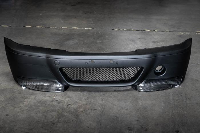 E46 M3 CSL Style Front Bumper with Carbon Fiber Splitters for E46 Non-M Sedan-Body Panels-Non-Garagistic Vendor-Garagistic