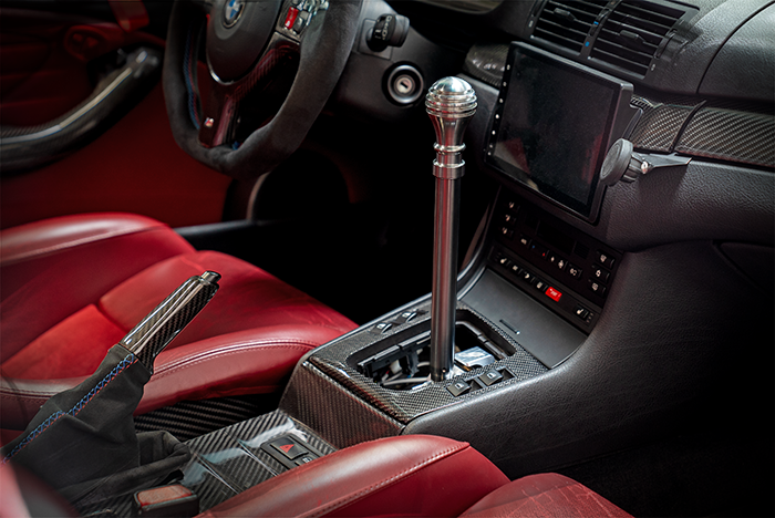 E46 "PRO" Self Centering Chassis Short Shifter-Solid mount shifter-Garagistic-Bare-Tall-Honeycomb-Garagistic