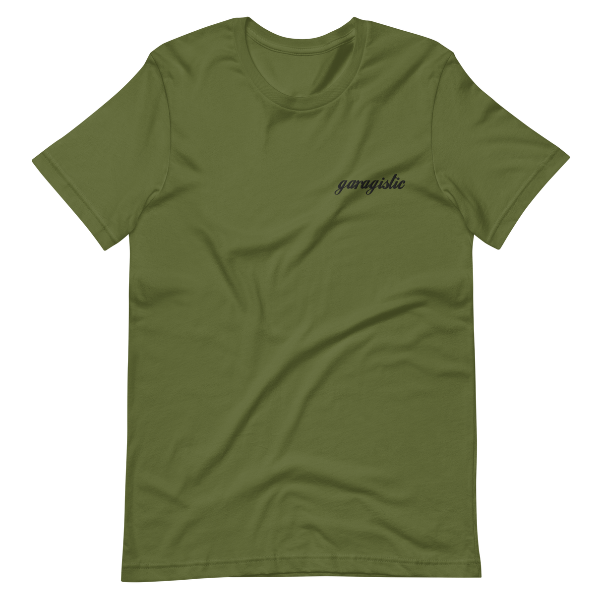 Garagistic Black Logo Embroidered T-Shirt-Apparel-Non-Garagistic Vendor-Olive-S-Garagistic