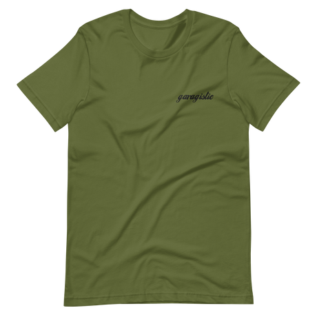 Garagistic Black Logo Embroidered T-Shirt-Apparel-Non-Garagistic Vendor-Olive-S-Garagistic