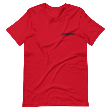 Garagistic Black Logo Embroidered T-Shirt-Apparel-Non-Garagistic Vendor-Red-XS-Garagistic