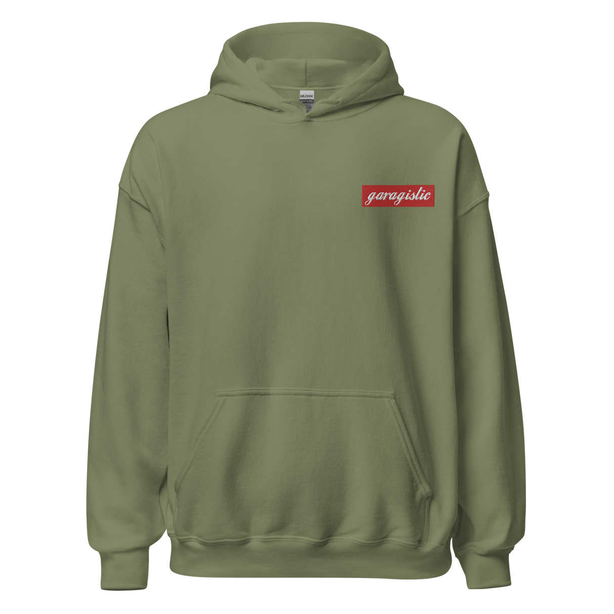 Garagistic Embroidered Box Logo Hoodie-Apparel-Non-Garagistic Vendor-Military Green-S-Garagistic