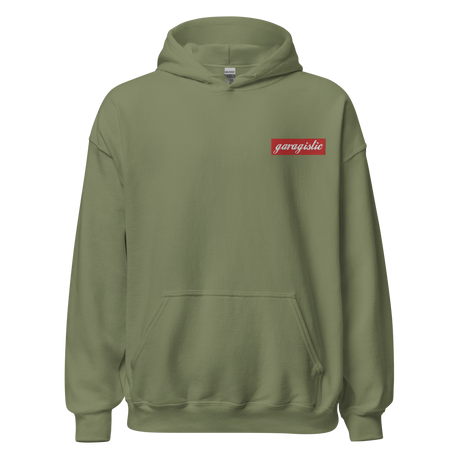 Garagistic Embroidered Box Logo Hoodie-Apparel-Non-Garagistic Vendor-Military Green-S-Garagistic