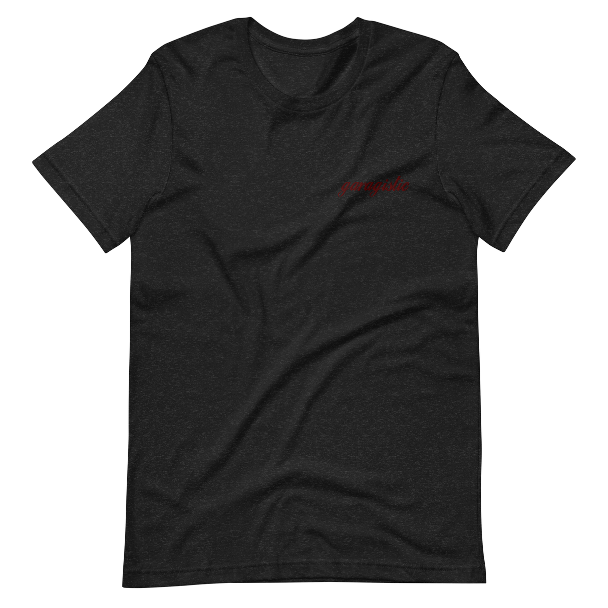 Garagistic Red Logo Embroidered T-Shirt-Apparel-Non-Garagistic Vendor-Black Heather-XS-Garagistic