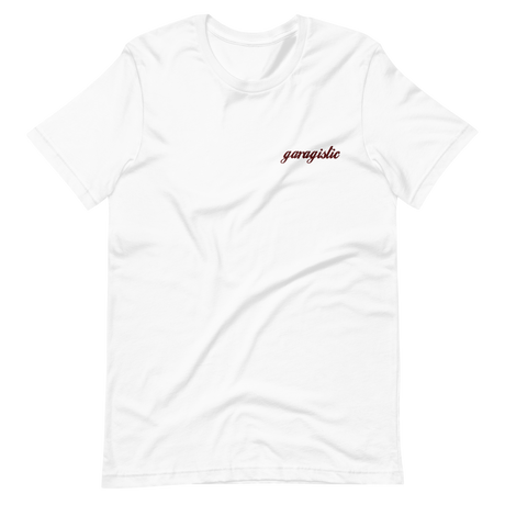 Garagistic Red Logo Embroidered T-Shirt-Apparel-Non-Garagistic Vendor-White-XS-Garagistic