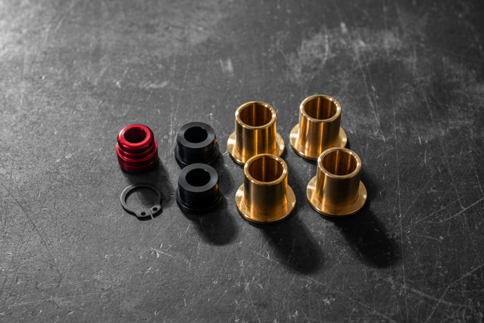 Late Model E30 Complete Pedal Bushing Rebuild Kit-Pedal Bushings-Garagistic-Anodized Red-Garagistic