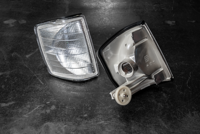 Mercedes 190E W201 Clear Turn Signals - 1305232047, 1305232046-Headlights-Depo-Garagistic