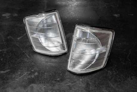 Mercedes 190E W201 Clear Turn Signals - 1305232047, 1305232046-Headlights-Depo-Garagistic