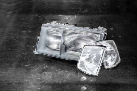 Mercedes 190E W201 Euro Headlights - 0301067329, 0301067330-Headlights-Depo-Add clear turn signals-Garagistic