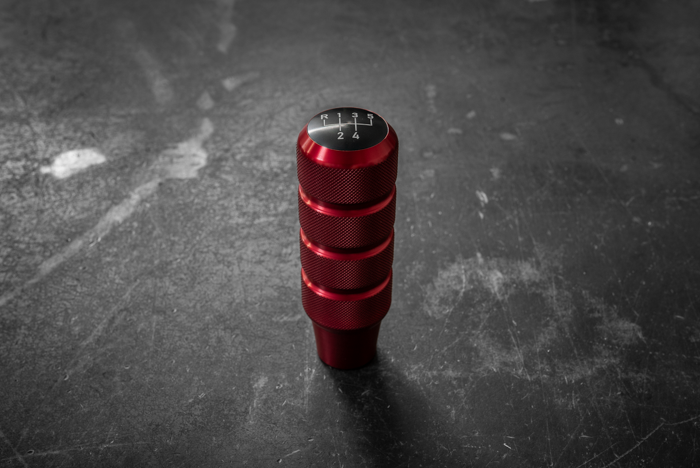 Garagistic Knurled Aluminum Shift Knob - E30, E36, E46, E82, E92-Shift knob-Garagistic-Anodized Red-Add 5 speed emblem-Garagistic