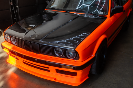 e30 carbon fiber hood bmw installed