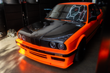 bmw e30 carbon fiber hood installed